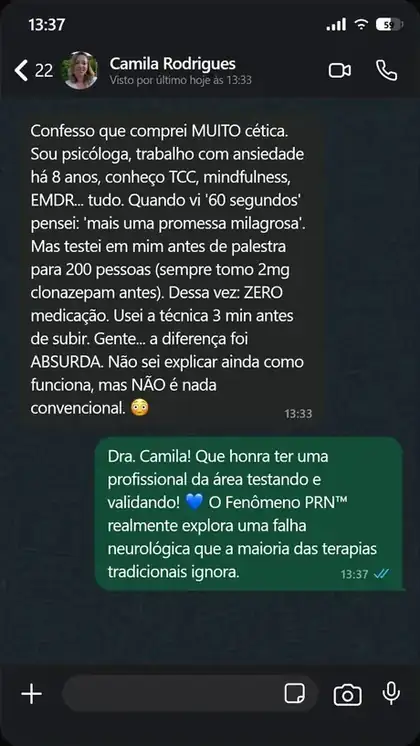 Depoimento de cliente via WhatsApp