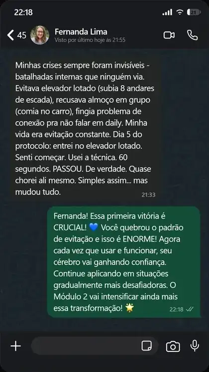Depoimento de cliente via WhatsApp