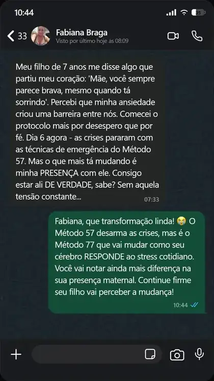 Depoimento de cliente via WhatsApp