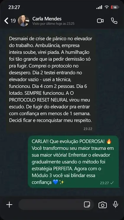 Depoimento de cliente via WhatsApp