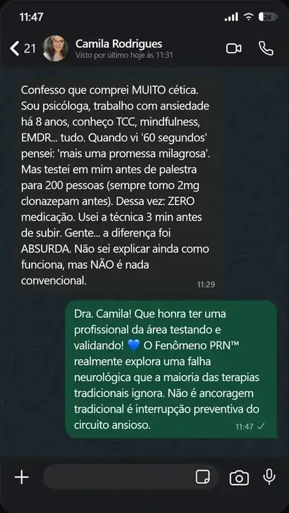 Depoimento de cliente via WhatsApp
